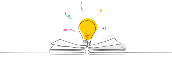 An illustration of a lightbulb above an open book.